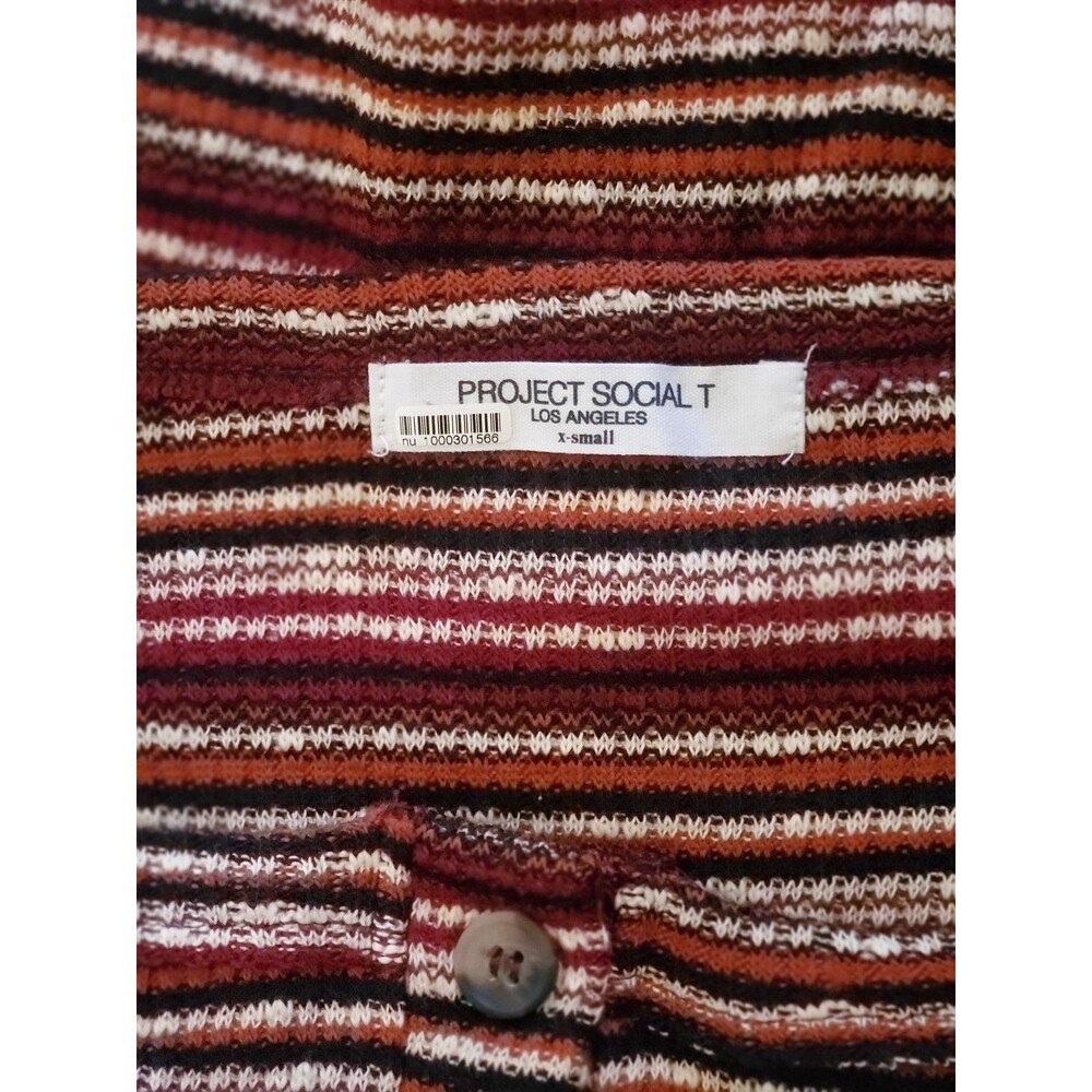 Project Social T Women's Lomg Sleeve Henley Striped XSmall Made In The USA - Picture 7 of 8